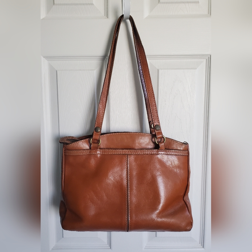 Patricia Nash Poppy Top Zip Tote Bag Smooth Cognac/Brown Leather